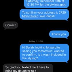 The Beauty Loj at Norm's - Text between Sarah and I