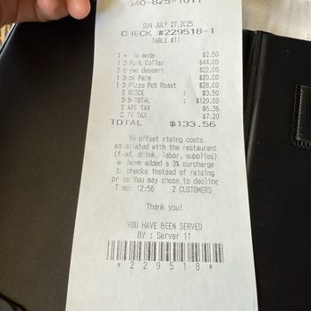 It's About Thyme - The bill - Mediterranean Near Me - Culpeper, Virginia