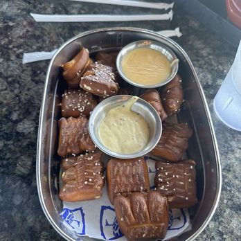 Topgolf - Pretzel bites with cheese and mustard - Golf Near Me - Roseville, California