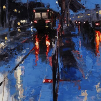 Calvin Lai Art - Outbound, 16"x12", Oil on hardboard panel - Commissioned Artists Near Me - San Francisco, California
