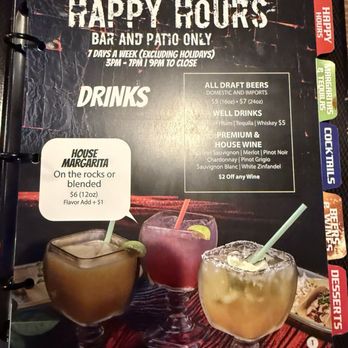 El Tapatio - HH drink menu - Mexican Near Me - Sacramento, California