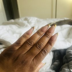 Angel Nails & Spa - Full set, warm pink acrylic and unicorn dust!