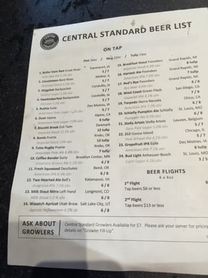 Menu photo 4 Central Standard Bettendorf, IA