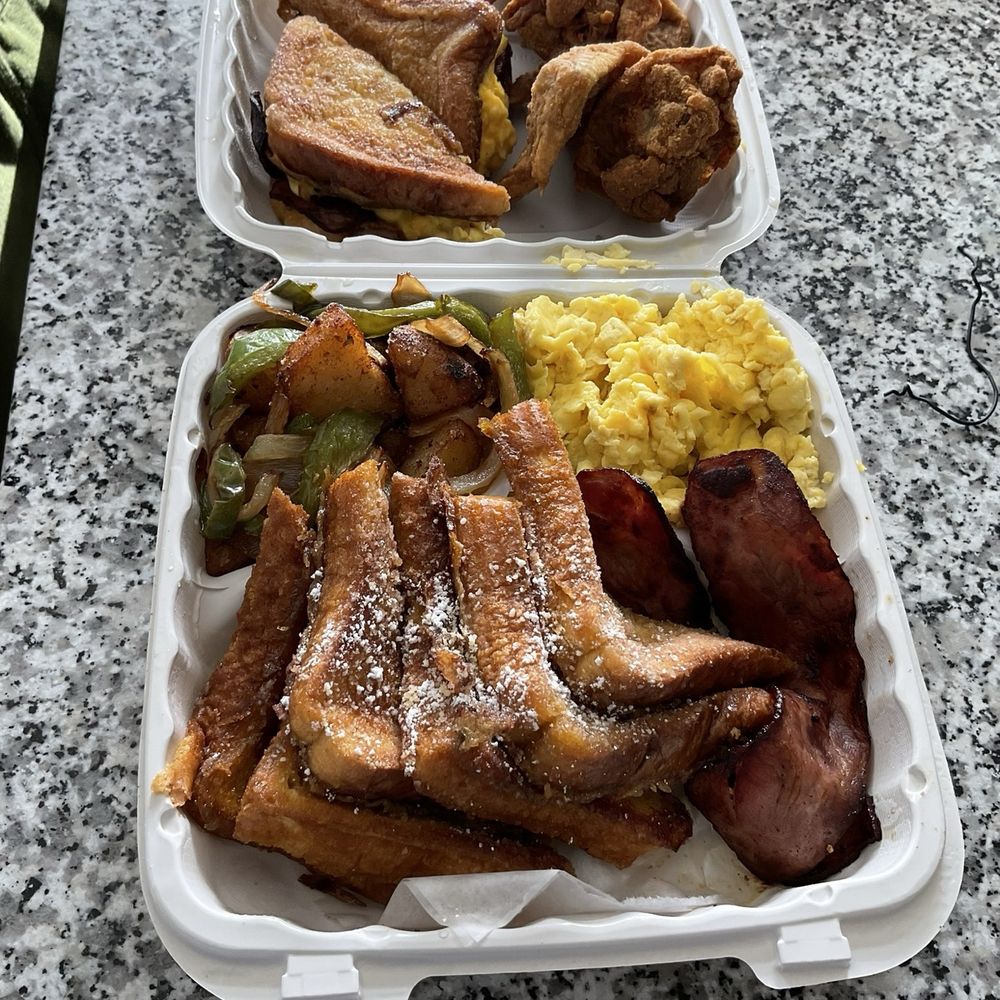 French toast platter add Fried Chicken; French Toast Sandwich sub Turkey bacon French toast platter add Fried Chicken; French Toast Sandwich sub Turkey bacon