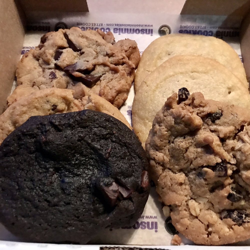 Insomnia Cookies - Chocolate Chunk, Classic with M&M's, Double Chocolate Chunk, Sugar, & Oatmeal Raisin - Ice Cream & Frozen Yogurt Near Me - San Francisco, California Insomnia Cookies - Chocolate Chunk, Classic with M&M's, Double Chocolate Chunk, Sugar, & Oatmeal Raisin - Ice Cream & Frozen Yogurt Near Me - San Francisco, California