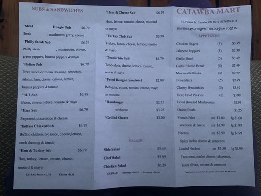 Menu photo 2 Catawba Mart Catawba, OH