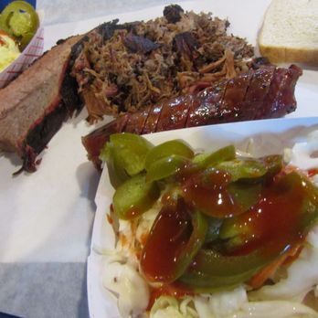 The Pit BBQ - Joes Tray - 1/4 lb Fatty Brisket / 1/4 lb Chopped Brisket / 1/4 lb Jalapeno Sausage / Potato Salad with Jalapenos & BBQ Sauce / Coleslaw - - Food Trucks Near Me - San Angelo, Texas The Pit BBQ - Joes Tray - 1/4 lb Fatty Brisket / 1/4 lb Chopped Brisket / 1/4 lb Jalapeno Sausage / Potato Salad with Jalapenos & BBQ Sauce / Coleslaw - - Food Trucks Near Me - San Angelo, Texas
