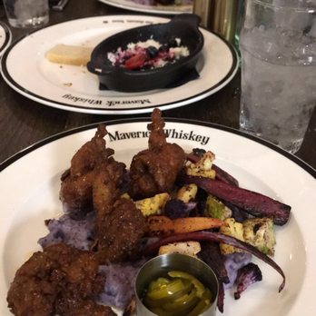 Maverick Distilling - Chicken Fried Quail w/ purple smashed potatoes and roasted veggies - Distilleries Near Me - San Antonio, Texas