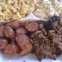 Colorado Smokehouse - Hot links, chopped brisket (w/burnt ends) mac n cheese and slaw. Good luck finding better.