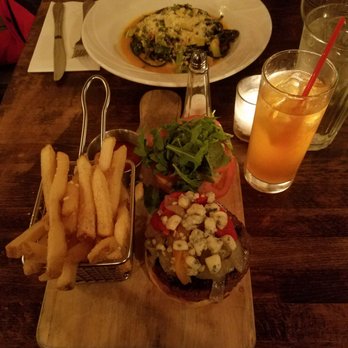 Belli Osteria - Belli Burger and Black pasta with crab meat. Excellent choices! Would definitely recommend. - Italian Near Me - Brooklyn, New York