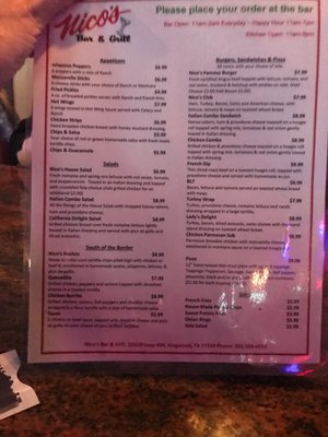 Menu photo 3 Nico's Bar and Grill Kingwood, TX Menu photo 3 Nico's Bar and Grill Kingwood, TX