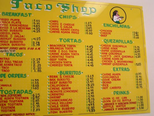 Menu photo 8 Lucy's Taco Shop San Diego, CA