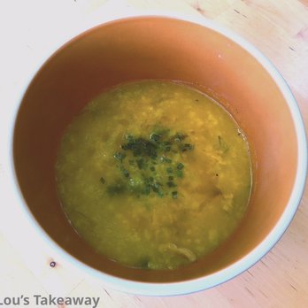 Lou's Takeaway - Ginger Scallion Chicken Butternut Squash Rice Porridge (I added chives at home) - Comfort Food Near Me - San Rafael, California Lou's Takeaway - Ginger Scallion Chicken Butternut Squash Rice Porridge (I added chives at home) - Comfort Food Near Me - San Rafael, California
