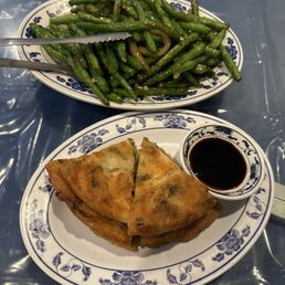 Sauteed Dry String Beans (contains minced pork) Scallion Pancake Sauteed Dry String Beans (contains minced pork) Scallion Pancake
