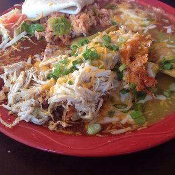 MartAnne's - Chicken chilaquiles with half red, half green sauce - Breakfast & Brunch Near Me - Flagstaff, Arizona