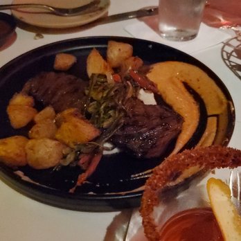 Palenque Kitchen - Carne asada dish and my Tamarindo nigroni with chips housemade. - Cocktail Bars Near Me - Costa Mesa, California