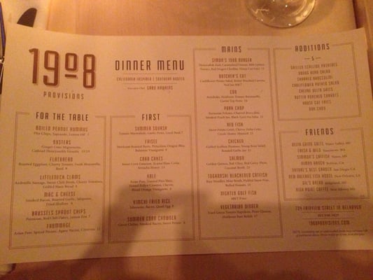 Menu photo 5 1908 Provisions Jackson, MS