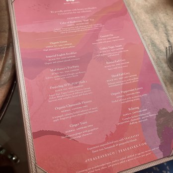 Camellias - The tea menu - Champagne Bars Near Me - Charleston, South Carolina