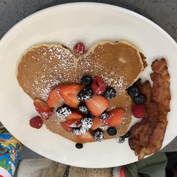 Eggsquisite Cafe - Allen - Children's Mickey Mouse pancakes with berries and bacon - Breakfast & Brunch Near Me - Allen, Texas Eggsquisite Cafe - Allen - Children's Mickey Mouse pancakes with berries and bacon - Breakfast & Brunch Near Me - Allen, Texas