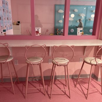 Kitty Bubble Cafe & Bar - Kitty stools in the cafe overlooking the cat room - Cafes Near Me - Columbus, Ohio Kitty Bubble Cafe & Bar - Kitty stools in the cafe overlooking the cat room - Cafes Near Me - Columbus, Ohio