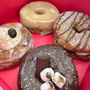 Outcast Doughnuts - Maple doughnut, Cheeky Monkey doughnut, Drop Kick doughnut, Happy Camper doughnut - Donuts Near Me - Mesa, Arizona