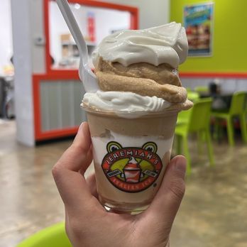 Jeremiah's Italian Ice - Cookie butter Italian ice swirled with vanilla soft serve - Desserts Near Me - Alpharetta, Georgia Jeremiah's Italian Ice - Cookie butter Italian ice swirled with vanilla soft serve - Desserts Near Me - Alpharetta, Georgia
