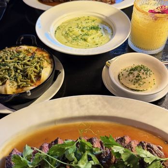 Twenty Eight - 10 oz. zabuton with garlic butter served with mac and cheese and potato puree - Steakhouses Near Me - Irvine, California