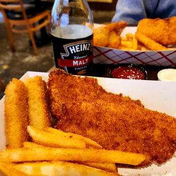 Breakwater Seafoods & Chowder House - Part of the combination plate. Fish & chips. Cod. - Seafood Markets Near Me - Aberdeen, Washington