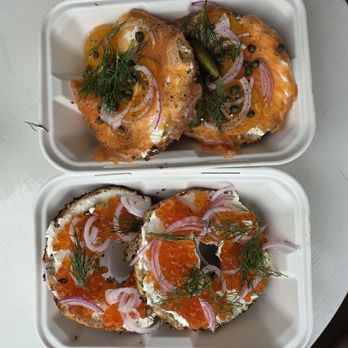 Courage Bagels - Salmon Roe and Hand Sliced Salmon on Burnt Everything Bagel - Bagels Near Me - Los Angeles, California Courage Bagels - Salmon Roe and Hand Sliced Salmon on Burnt Everything Bagel - Bagels Near Me - Los Angeles, California