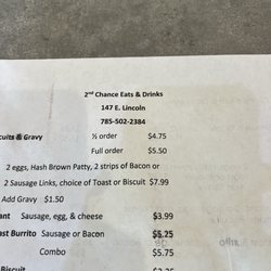 2nd Chance Eats &Drinks - Receipt for Yelp staff assist