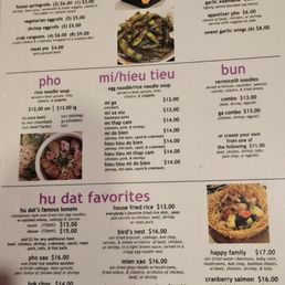 Menu with updated prices Menu with updated prices