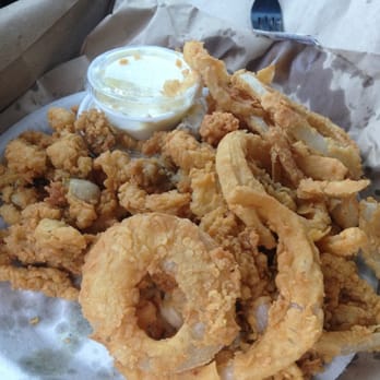 Hingham Lobster Pound - Whole clams, onion rings, with coke slaw. Upsized to Captain size fed 2 Adults and a super hungry teen! - Seafood Markets Near Me - Hingham, Massachusetts