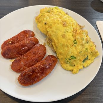 Jessica's - Adobo Fried Rice Omelette with Longanisa - Breakfast & Brunch Near Me - Aiea, Hawaii Jessica's - Adobo Fried Rice Omelette with Longanisa - Breakfast & Brunch Near Me - Aiea, Hawaii