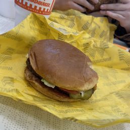 Whataburger original, no onion with a $1 slice of 'cheese'