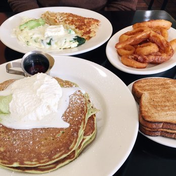 Bea Bea's - Green tea monster pancakes and BeaBea's omelet. Onion rings too. - Coffee & Tea Near Me - Burbank, California