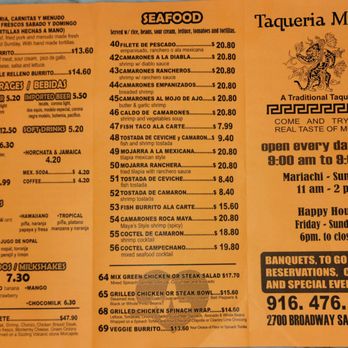 Taqueria Maya - Menu Front side - January 2025 - Mexican Near Me - Sacramento, California Taqueria Maya - Menu Front side - January 2025 - Mexican Near Me - Sacramento, California