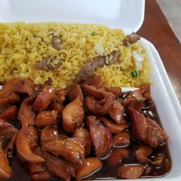 Bourbon Chicken with Beef friedd Rice Bourbon Chicken with Beef friedd Rice