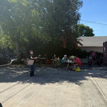 The Midwife and the Baker - Outdoor seating area - packed on a Sunday morning - Bakeries Near Me - Mountain View, California