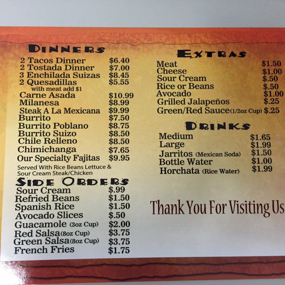 Gary Burritos - Menu back - Mexican Near Me - Carol Stream, Illinois Gary Burritos - Menu back - Mexican Near Me - Carol Stream, Illinois