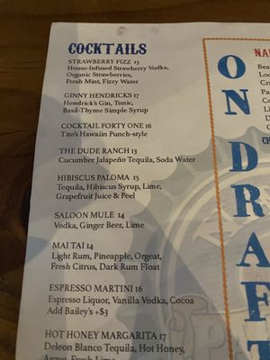 Menu photo 4 Napa Palisades Saloon Napa, CA