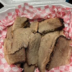 Aunt Jo's BBQ - Dry brisket.  This photo is 2 hours after ordering.