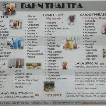 Bahn Thai Tea - Menu - Coffee & Tea Near Me - Norman, Oklahoma
