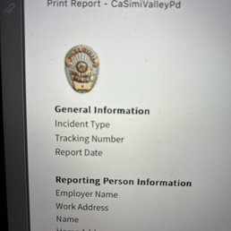 We filed a police report with Simi Valley...