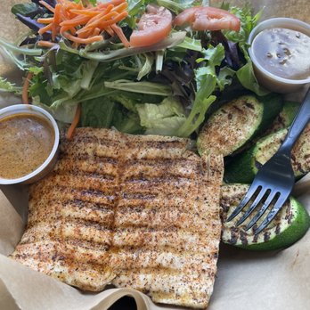 Fish Daddy Grill - Mahi mahi cajun style w/ grilled zucchini and salad - Seafood Near Me - Fullerton, California Fish Daddy Grill - Mahi mahi cajun style w/ grilled zucchini and salad - Seafood Near Me - Fullerton, California