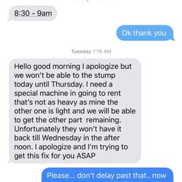 Text exchange from myself and Ralph