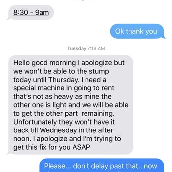 CLA Tree Experts - Text exchange from myself and Ralph - Tree Services Near Me