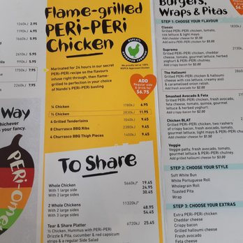 Nando's - Menu - Chicken Shop Near Me - Melbourne, VIC
