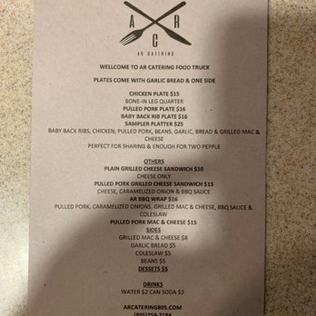 AR  Catering - Menu - Food Trucks Near Me - Lompoc, California