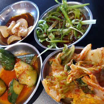 Whistle Pig Korean - Banchan kimchi, soy pickled garlic, scallion salad and cucumber kimchi - Korean Near Me - Bozeman, Montana Whistle Pig Korean - Banchan kimchi, soy pickled garlic, scallion salad and cucumber kimchi - Korean Near Me - Bozeman, Montana