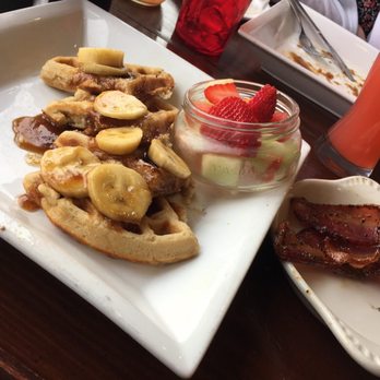 Lockhart's BBQ - Peanut butter banana waffle with candy bacon - Barbeque Near Me - Royal Oak, Michigan Lockhart's BBQ - Peanut butter banana waffle with candy bacon - Barbeque Near Me - Royal Oak, Michigan